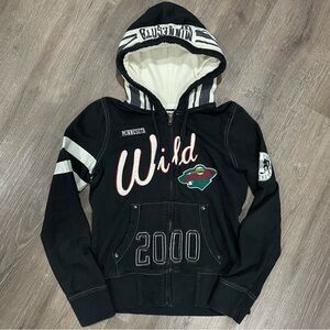 Minnesota Wild Y2K 2000 Women’s Zip Up Hoodie Black Size Small 100% Cotton